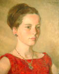 Young Lady in Red by Carl Felkel part of our Figurative Gallery